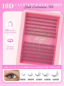 168pcs D-Curl Individual Eyelash Extensions Kit, 9-12mm Mixed Lash Clusters, Includes Lash Glue, Sealant And Application Tools For DIY Lash Extension At Home - 黑色 - 查看 14