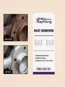rayhong 1pc/50ml Car Wheel Rust Remover. Quickly Dissolves Brake Dust And Oil Stains, Decomposes Rust On Wheel Surface Without Damaging Wheel Paint. Will Not Corrode Metal And Rubber Components. - Liquid - View 1