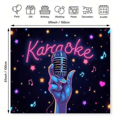 1 Piece Starry Karaoke Birthday Theme Background Cloth, Suitable Spring Weddings, Showers, And Garden Parties, Photo Booths, Decorations, And Artistic Backgrounds, Adding A Soft And Elegant
