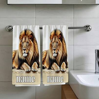2/4/6/8/10/12PCS Close-Up Portrait Of A Lion Sitting On The Ground, Travel Essential Towel, Customizable Text Towel, Name Customization Towel, Cartoon Anime Towel, Striped Design, Suitable For Valentine'S Day, Anniversaries, Parties, Gifts, Event Giveaways, Super Absorbent Kitchen Towels, Cleaning Cloths, Soft & Durable, Machine Washable, Multi-Functional Holiday Decor, Birthday Present For Family & Friends, Outdoor Party Supplies, Suitable For Cooking, Baking, Bathroom, Dining Table Decoration - Perfect Home Decor Choice. Kitchen Decor, Kitchen Cleaning, Holiday Party Decoration, Kitchen & Bathroom Essentials,  Housewarming Gift. Suitable For Valentines, Christmas Day, Halloween, Thanksgiving Day, Easter Day, Mother'S Day, Father'S Day, Back To School Season