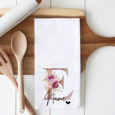 1pc Of Custom Rose Pink Kitchen Dish Towel Featuring Letters A-Z, Ideal For Home Decoration, Gifts For Mothers, Women, And Friends, As Well As Kitchen Decor Towels And Table Gifts
