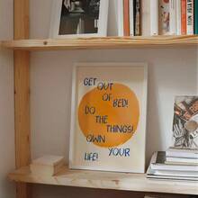 1 pieza de inspiración vintage "¡Levántate de la cama y vive tu propia vida!" Póster Artístico con Frases - Decoración de Pared en Lienzo para Dormitorio, Sala de Estar u Oficina - Diseño Estético Motivacional con Círculo Naranja - Regalo Ideal para Inauguración de Casa, Decoración de Pared para Dormitorio |   Cita Motivacional |   Estilo Clásico, Decoración de Pared - negro - Ver 8