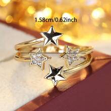 1枚女士开口锆石戒指，日常佩戴饰品，节日礼物 - 戒指 - 查看 4