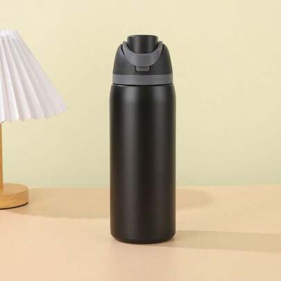 Botella de agua de acero inoxidable 800ml con pajita, de gran capacidad, adecuada para deportes al aire libre, portátil, con aislamiento al vacío, material de acero inoxidable, ideal para viajes, gran capacidad, adecuada para usar en restaurantes deportivos.