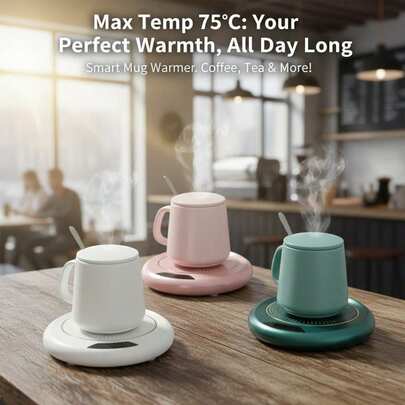 Cop Rose Smart USB Beverage Warmer - Adjustable 3 Temperature Coaster, Suitable For Office, Camping And Picnic, Fits Most Cups