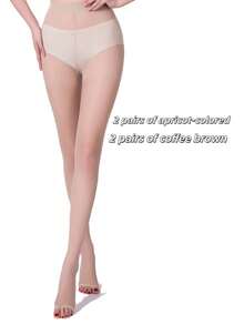 1 Pair Women's Sexy Open Toe Ultra-Thin Pantyhose, Stirrup Tights - Apricot - View 10