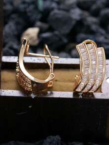 一对浪漫立方氧化锆水滴耳环，适合女性佩戴，可用于婚礼、订婚、周年纪念、派对、情人节等场合。 - 1# - 查看 8