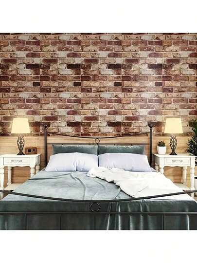 A Roll Of Self-Adhesive Wallpaper With Cloud Brick Patterns, Detachable, Suitable For Decorating Bedroom, Living Room And Room Feature Walls, As Well As Renovating Cabinets And Table Stickers. It Can Be Peeled And Stuck Instantly.