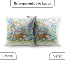 Kit 4 Capas De Almofadas Decorativa Feliz Páscoa - 40x40 cm - Páscoa Coelho Pintura Azul - Visão 3
