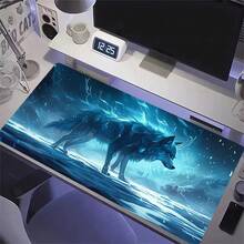 Extra-Large Electric Wolf Light-Up Mouse Pad With Non-Slip Rubber Base - Glowing Wolf Design, USB-Powered Lighting, Compatible With PC And Laptops - A - View 1