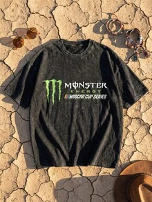 Motocross Dirt Bike Racing Graphic Tee Acid Washed Shirt Unisex Couple Matching Boyfriend Style Extreme Sports Aesthetic Neon Green Print Y2K Biker Grunge Distressed Cotton Graphic Tees Men Oversized T Shirt Summer Clothes Men Fall Clothes Men Winter Clothes Camisetas Para Hombre - 黑色 - 查看 4