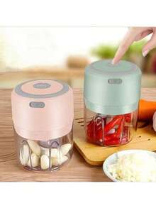 Picadora Eléctrica de Alimentos, Taza Alta Verde Menta, 3 Cuchillas - Para Ajos, Especias y Más, Compacta y Rápida, Ideal para Cocinas Pequeñas - Azul - Ver 7