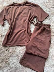 Casual Pocket Button Wedding - Brown - View 2