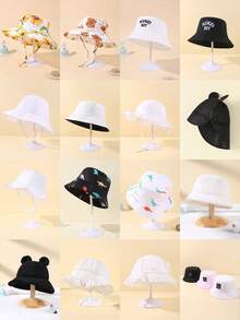 Infant & Toddler Bucket Hat, Infant Winter Fleece Hat, Infant Winter Cap, Wide Brim Fluffy Bucket Hat - Multicolor - View 14