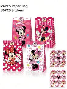 asmodee Christmas Gifts 12PCS/24PCS Cartoon Anime Theme Party Gifts Bag Supplies Anime Figure Min Mouse Image Gifts Bag Festival Party Candy Bags Kraft Paper Bags Stickers Birthday Party Holiday Party - Multicolor - View 11