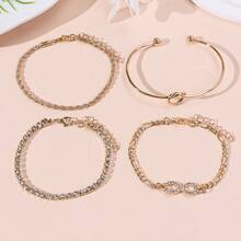 4条休闲时尚镶钻无限符号扭链手链，适合女性佩戴 - 8字無限符號 - 查看 4