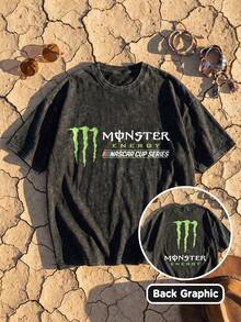 Motocross Dirt Bike Racing Graphic Tee Acid Washed Shirt Unisex Couple Matching Boyfriend Style Extreme Sports Aesthetic Neon Green Print Y2K Biker Grunge Distressed Cotton Graphic Tees Men Oversized T Shirt Summer Clothes Men Fall Clothes Men Winter Clothes Camisetas Para Hombre - 黑色 - 查看 1