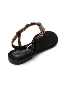 Sandalia plataforma con novias decorativas en pierres colorées - NEGRO 9803 - Ver 4