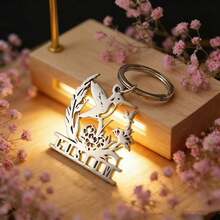 1PC Custom Chainless Keychain Custom Golden Hummingbird Flower Necklace Ladies Stainless Steel Nameplate Jewelry - Exquisite Birthday Gift - Multicolor - View 8