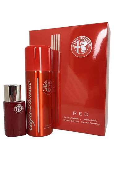  Alfa Romeo Red For Men Eau De Toilette Spray 15ml And Body Spray 150ml Mens Fragrance Gift Set