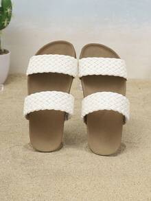 1 paire de sandales pour enfants de mode décontractée avec boucle en métal décoration personnalisée, convient pour le printemps et l'été - Beige - Voir 6