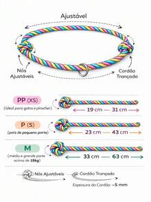 Adjustable Braided Rope Collar With ID Tag For Dogs And Cats - Red - View 4