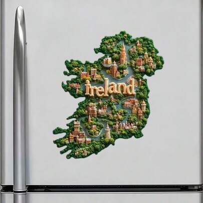 微缩版翡翠岛：爱尔兰浮雕地图磁贴，城堡星罗棋布，河流纵横，口袋大小的凯尔特历史与绿色美景尽收眼底