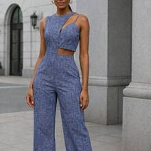 ZAVIA Macacão Design Elegante Moderno Alfaiataria Com Recortes - Jeans Mesclado - Visão 5