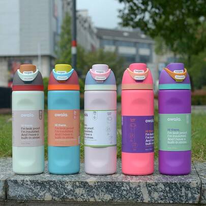 Owal-A 32oz Stainless Steel Insulated Water Bottle - Leak-Proof Sports Water Bottle With Dual-Function Spout Lid, Flip-Top Straw And Wide Mouth Design - Keeps Drinks Hot/Cold For 24 Hours - Great For Fitness, Travel And Everyday Use