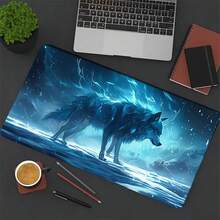 Extra-Large Electric Wolf Light-Up Mouse Pad With Non-Slip Rubber Base - Glowing Wolf Design, USB-Powered Lighting, Compatible With PC And Laptops - A - View 4