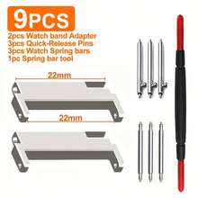 实用型 2 件套手表工具表带连接器金属适配器，18mm、20mm、22mm 可互换，6 个快拆销连接器，多种备用方案，附赠 1 个专用拆装工具 - 彩色 - 查看 15