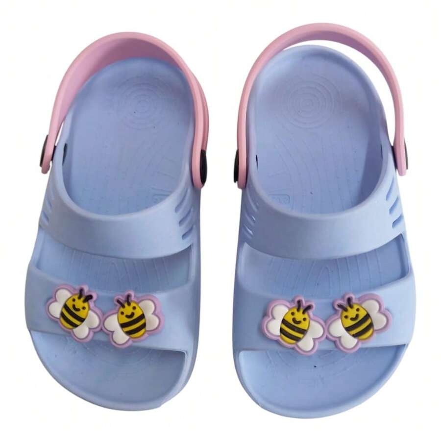 Sandália Papete Abelhinha Dupla Infantil Fofa Confortável - Azul bb/Rosa bb - Visão 1