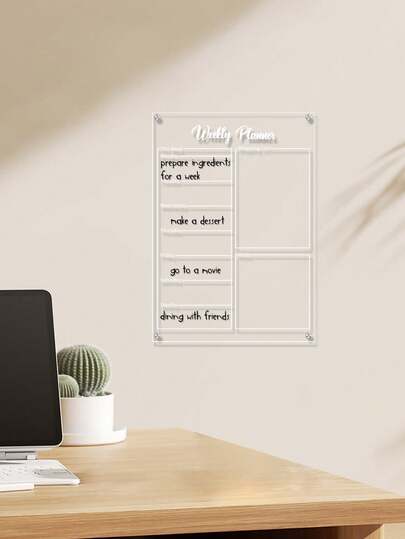 1 Set Acrylic Whiteboard Weekly Planner Wall Decor, Erasable Acrylic Board Fixed On Wall With Holes