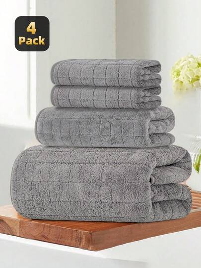 4pcs Coral Fleece Towel Set [2 Face Towels + 1 Hand Towel + 1 Bath Towel] / 1 Hand Towel, Multiple Sizes Available, Super Soft & Absorbent, Quick Drying, Suitable For Bathroom, Hotel, Kitchen, Gym, Travel, SPA, Yoga, Valentine's Day Gift And Daily Home Use