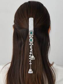 1 Stück eleganter Haarclip aus Zinklegierung, modischer Haarclip mit langem Quastenglöckchen, geeignet für ganzjährigen Einsatz - Bunte Strass-Haarspange - Übersicht 5