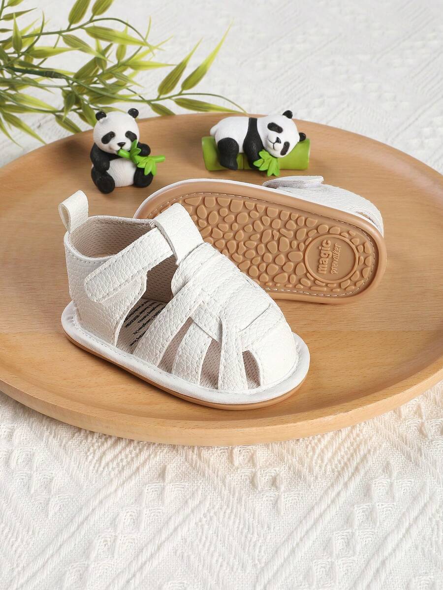 1 Pair Unisex Toddler Breathable Anti-Slip Sandals, Suitable For 0-1 Year Old Infant Boys And Girls, Fit For 1-12 Months Infants, Suitable For Spring, Summer And Autumn - White - View 1