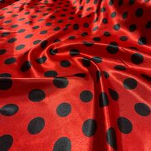 Polka Dot Print Satin Fabric In Various Colors, 1.40m, For Costumes And Parties. - Red Polka Dot Black - View 2