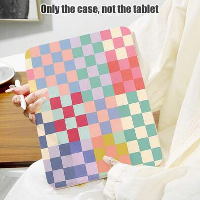Grid 1pc PU Leather Case With Stand, Pen Slot, Colorful Plaid Pattern, 720 Degree Rotating Stand, Auto Sleep/Wake Function, Compatible With Honor, Apple 10th Generation/ 11 2025 (A16), Galaxy Tab A9 Plus/A11/A11 PLUS/S11 And More Tablet Models