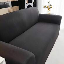 1 tấm bọc ghế sofa co giãn tối giản, làm từ lụa sữa, thiết kế liền mạch, có thể giặt máy, thân thiện với thú cưng, phù hợp với ghế sofa đơn đến 4 chỗ, thích hợp cho phòng khách, phòng ngủ, phòng ăn (1 tấm) - màu đen - Xem 5