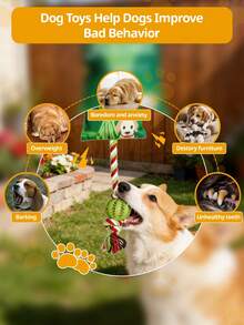 Potato Chip Shaped Dog Toy With Sound, Crinkle Paper Sound Toy, Rope Knot Interactive Treat Dispenser Chew Toy, Dental Care & Durable, Suitable For Small/Medium Dogs & Puppies - Multicolor - View 5