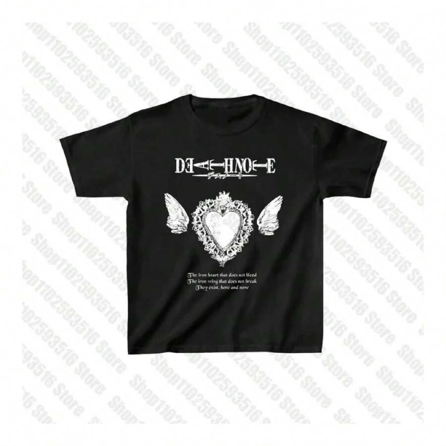 High Street Harajuku Retro Goth Letter Punk Fashion Woman's Large Size Wear T-Shirt Summer Cotton Loose Short Sleeve Tee Top - màu đen - Xem 1
