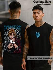 Edward Elricc Darknezzz Oversized Tank Top Fullmetal Alchemist Sleeveless Streetwear - 黑色 - 查看 1