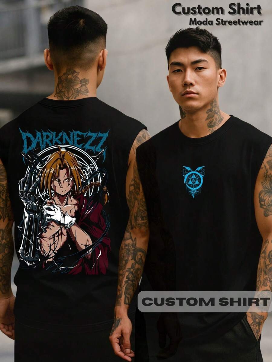 Edward Elricc Darknezzz Oversized Tank Top Fullmetal Alchemist Sleeveless Streetwear - 黑色 - 查看 1