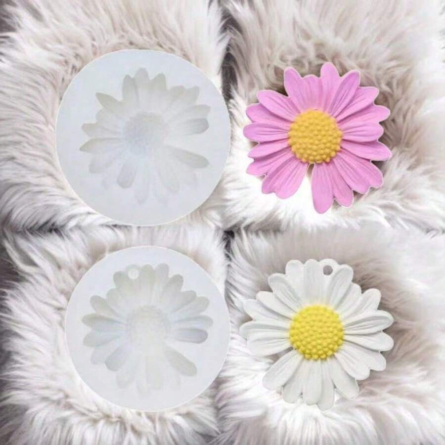 1 Set Floral Aroma Candle Silicone Mold DIY Flower Petal Diffuser Stone Plaster Silicone Grinding Tool - White - View 1