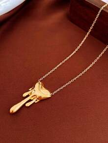 时尚心形项链，钛钢材质，不褪色金属吊坠链，适合女性日常佩戴，情人节珠宝礼物 - 彩色 - 查看 5