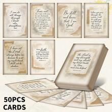 50张圣经经文短语闪卡，基督教经文卡片套装，复古简约设计，包含经文鼓励、激励和启发短语，是送给男士、女士和教会成员的完美礼物，基督教圣经礼物，生日礼物，礼品卡，2.52*3.5英寸 - A - 查看 1