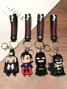 Warner Bros 1个卡通超级英雄钥匙扣，背包配件，钥匙圈吊坠，适合男孩女孩作为礼物，派对服装装饰，生日节日派对礼品 - 彩色 - 查看 5