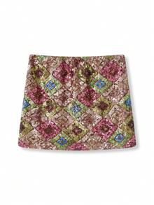 Women's Sexy Sequin Mini Skirt Y2k Color Block Sequin Embellished Sparkly Bodycon Short Skirt Glitter Pencil Skirt Night Club Rave Party Outfit Beach Vaction Streetwear - màu xanh lá - Xem 4