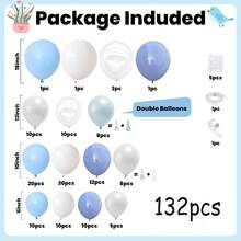 Bộ trang trí cổng bóng bay màu xanh nhạt 132 quả, bóng bay cao su màu trắng ngọc trai và xanh pastel nhồi bông kép kết hợp với bóng bay trong suốt, thích hợp cho tiệc mừng em bé trai, tiệc tiết lộ giới tính, đám cưới chủ đề mùa đông, tiệc sinh nhật chủ đề Frozen, tiệc nàng tiên cá, trang trí lễ rửa tội, lễ đặt tên, vòng hoa bóng bay sinh nhật đầu tiên. - Xem 5