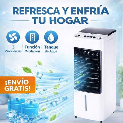 DOSYU Ventilador Portátil Enfriador Aire Acondicionado Clima Frío Color Blanco Termómetro Termostato Cooler Silencioso Abanico 3 Velocidades Ajustables Capacidad del Depósito de Agua 4.5 Litros